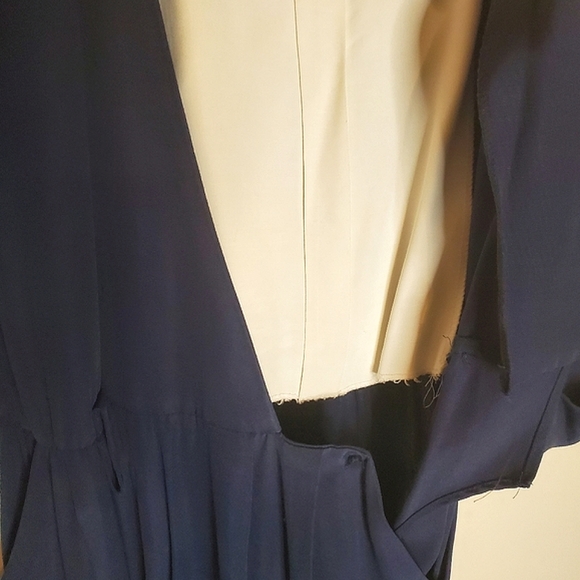 One-Piece Boxy Navy 80s Business Pantsuit with Removable Dickie - Picture 9 of 15